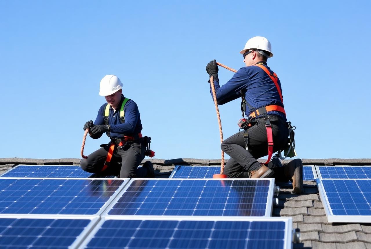 Solar crew completing a rooftop installation
