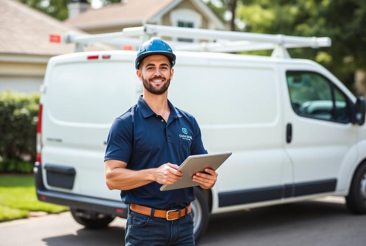 Licensed solar contractor with a service van