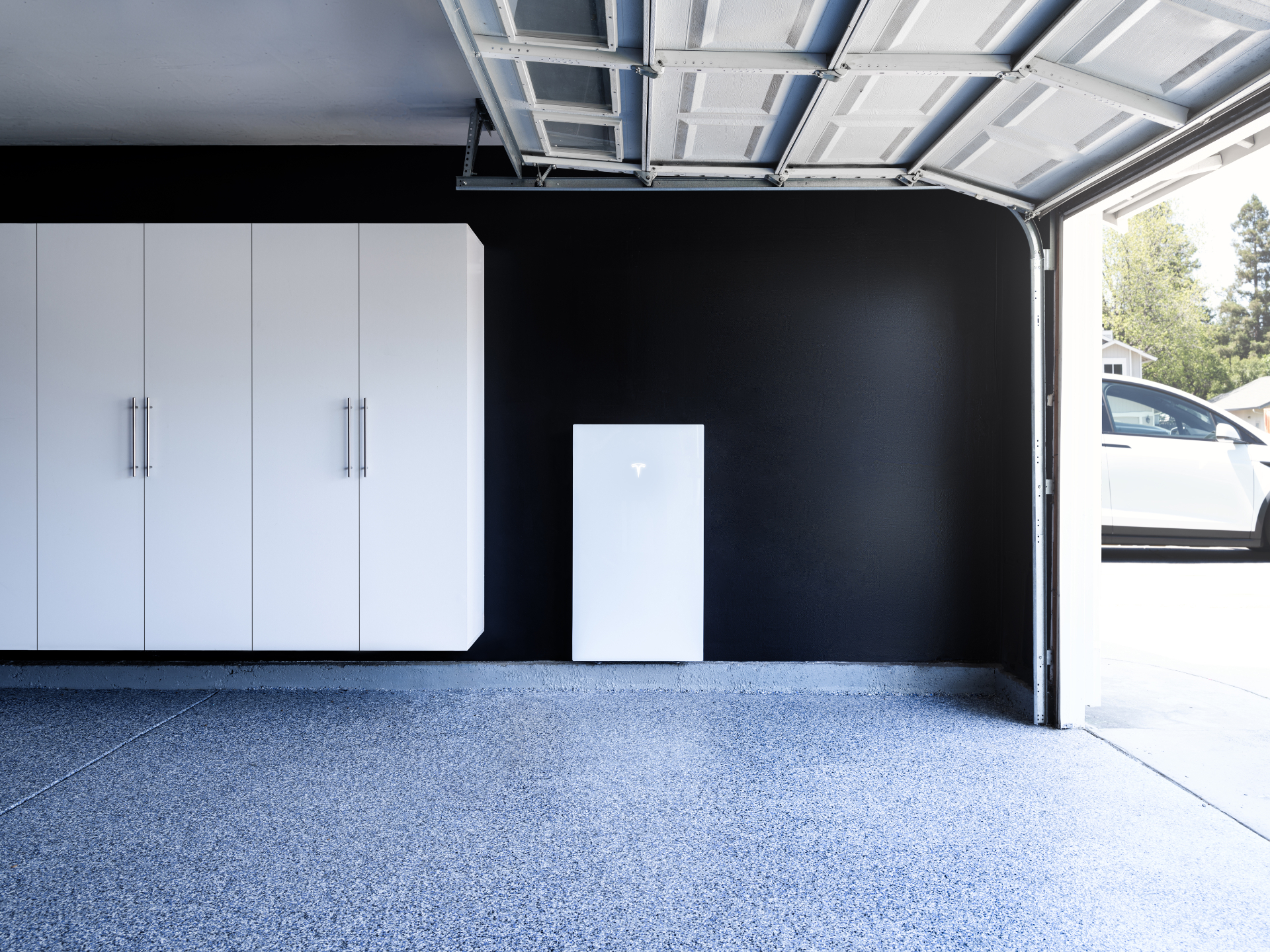 Tesla Powerwall in garage