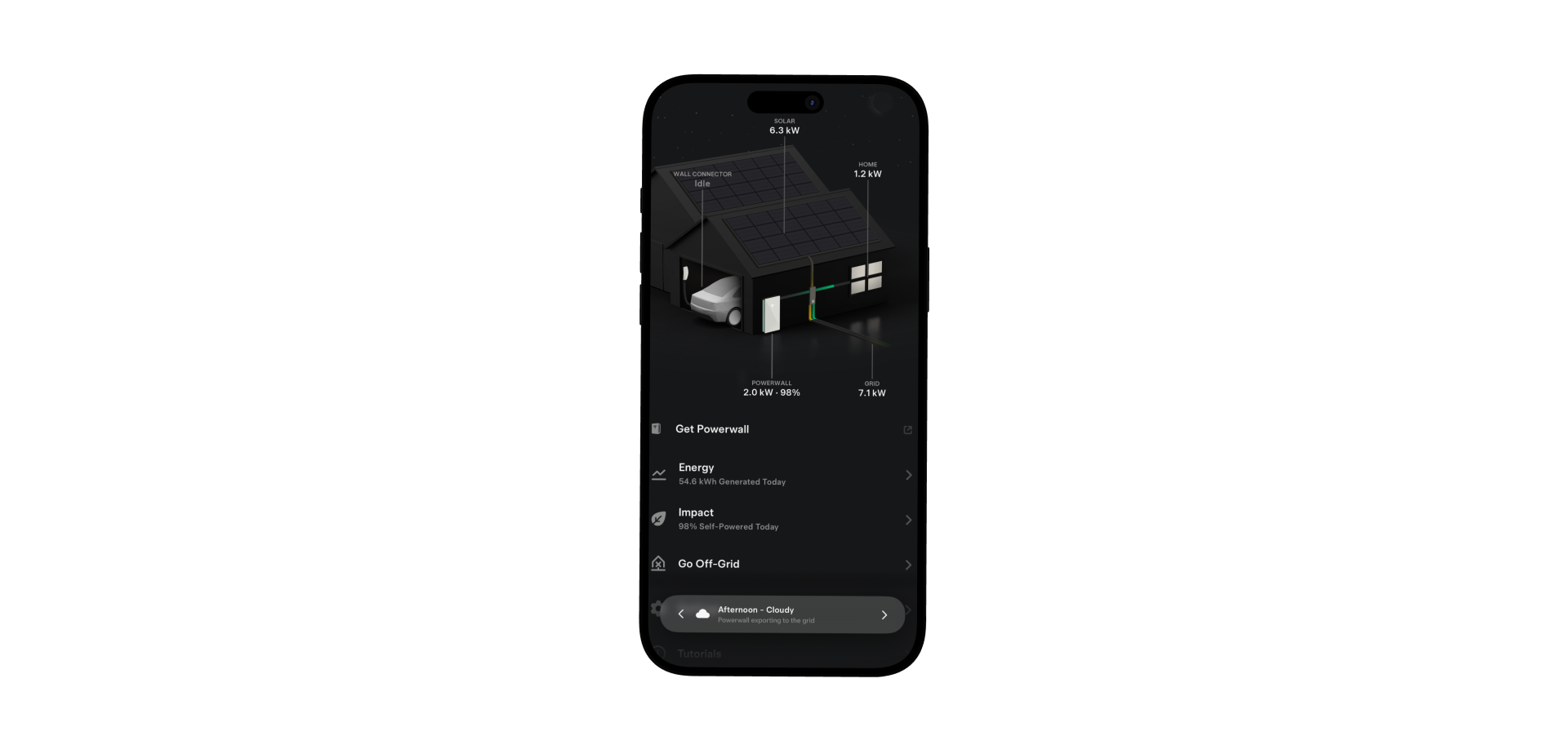 SunLink solar dashboard on smartphone